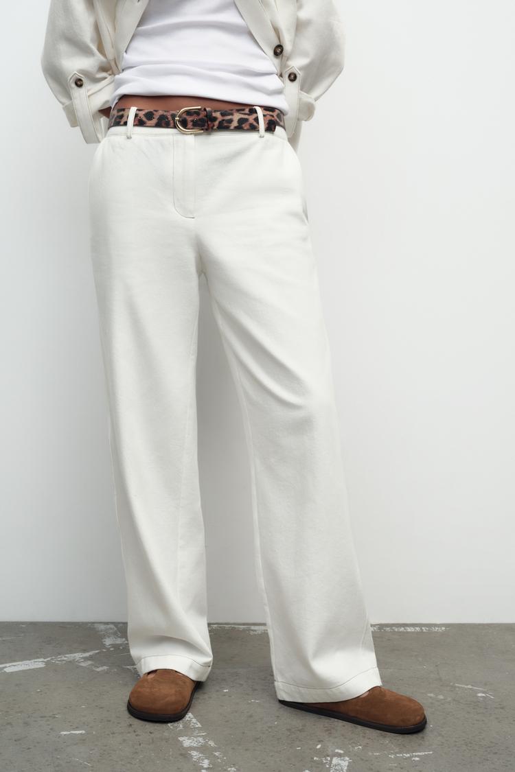 ZARA ANIMAL PRINT BELTED PANTS