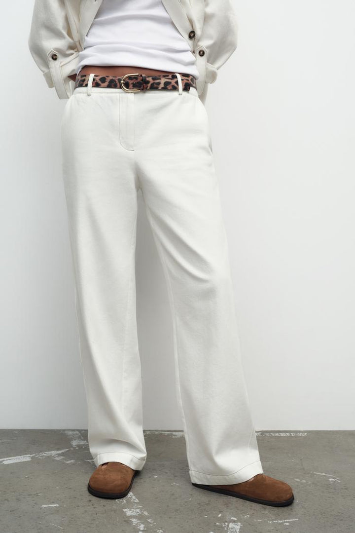 ZARA ANIMAL PRINT BELTED PANTS