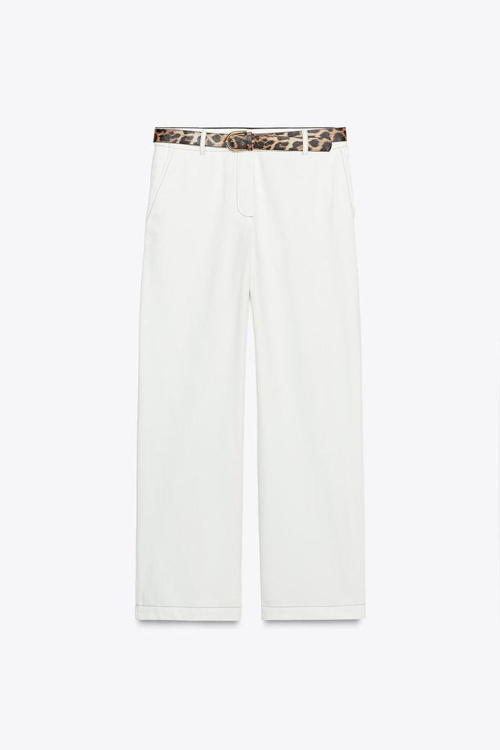 ZARA ANIMAL PRINT BELTED PANTS