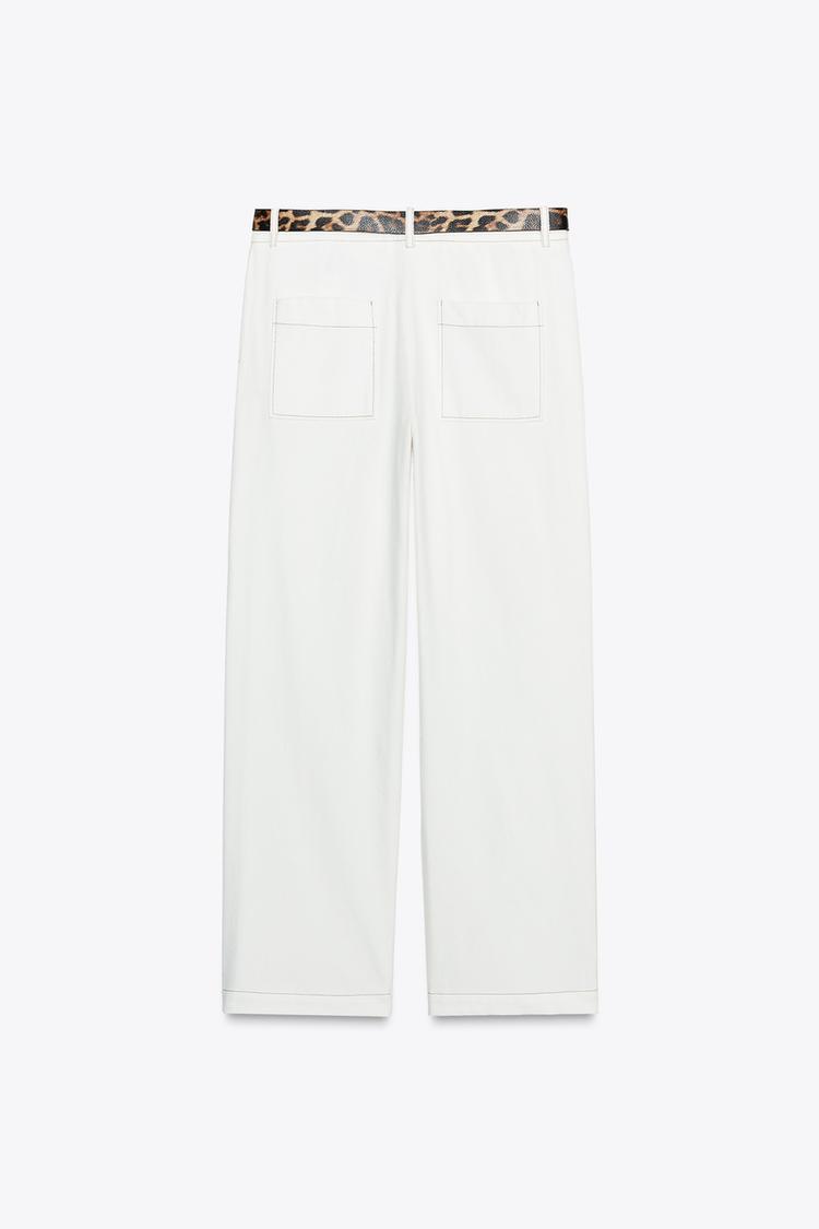 ZARA ANIMAL PRINT BELTED PANTS