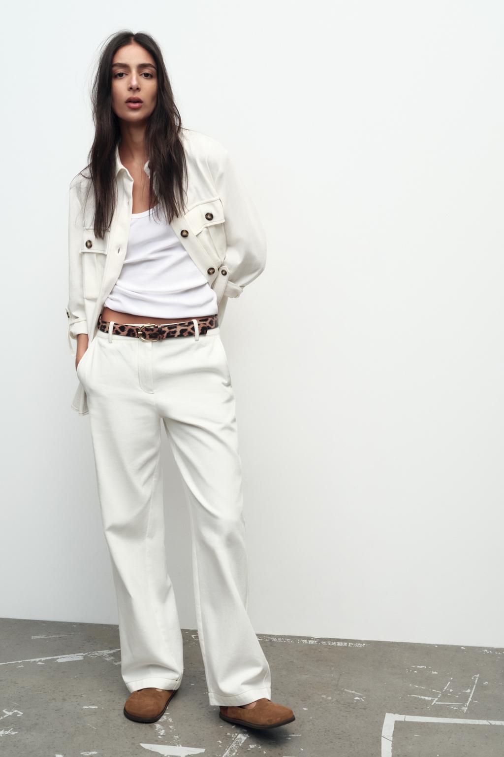 ZARA ANIMAL PRINT BELTED PANTS