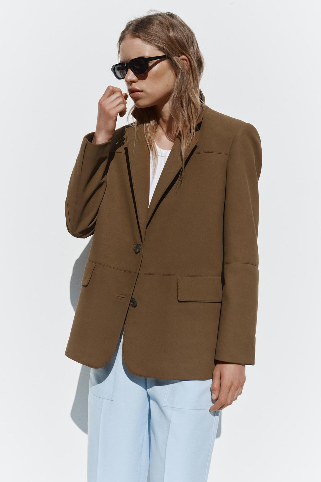 ZARA STRAIGHT FIT FAUX SUEDE BLAZER