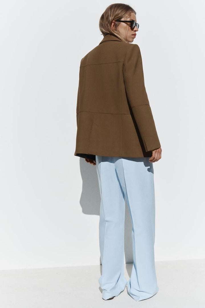ZARA STRAIGHT FIT FAUX SUEDE BLAZER