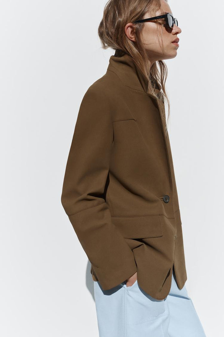 ZARA STRAIGHT FIT FAUX SUEDE BLAZER