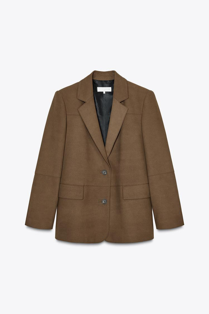 ZARA STRAIGHT FIT FAUX SUEDE BLAZER
