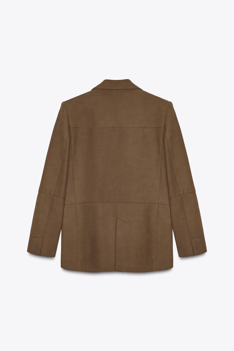 ZARA STRAIGHT FIT FAUX SUEDE BLAZER