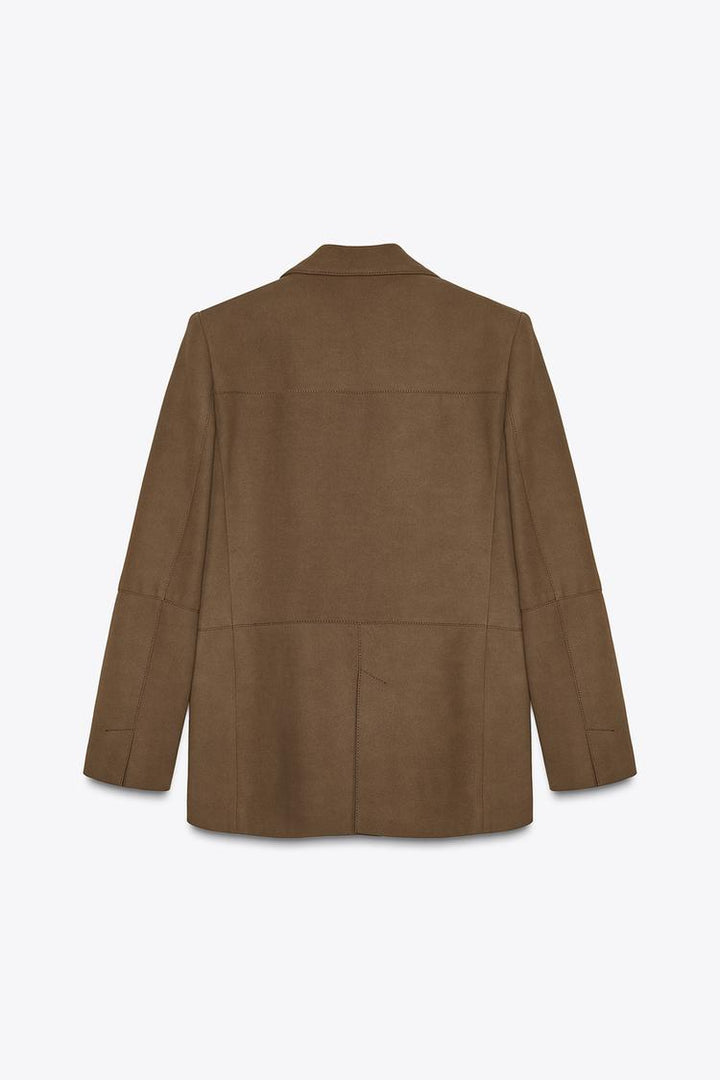 ZARA STRAIGHT FIT FAUX SUEDE BLAZER