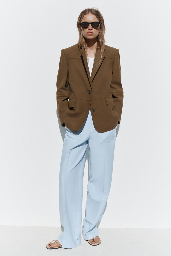 ZARA STRAIGHT FIT FAUX SUEDE BLAZER