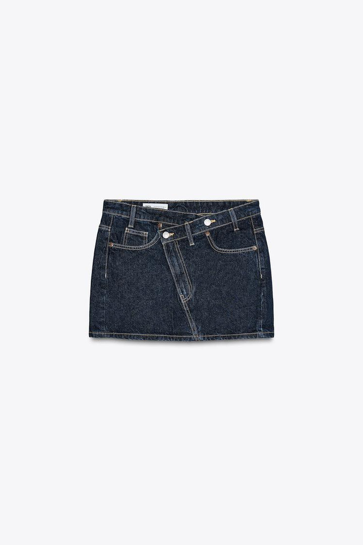 ZARA TRF CROSS-WAIST DENIM SKIRT