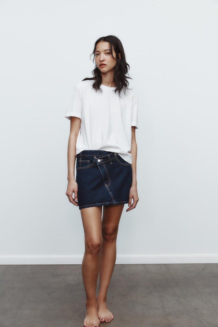 ZARA TRF CROSS-WAIST DENIM SKIRT