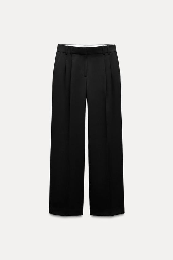 Zara STRAIGHT CUT PLEATED PANTS