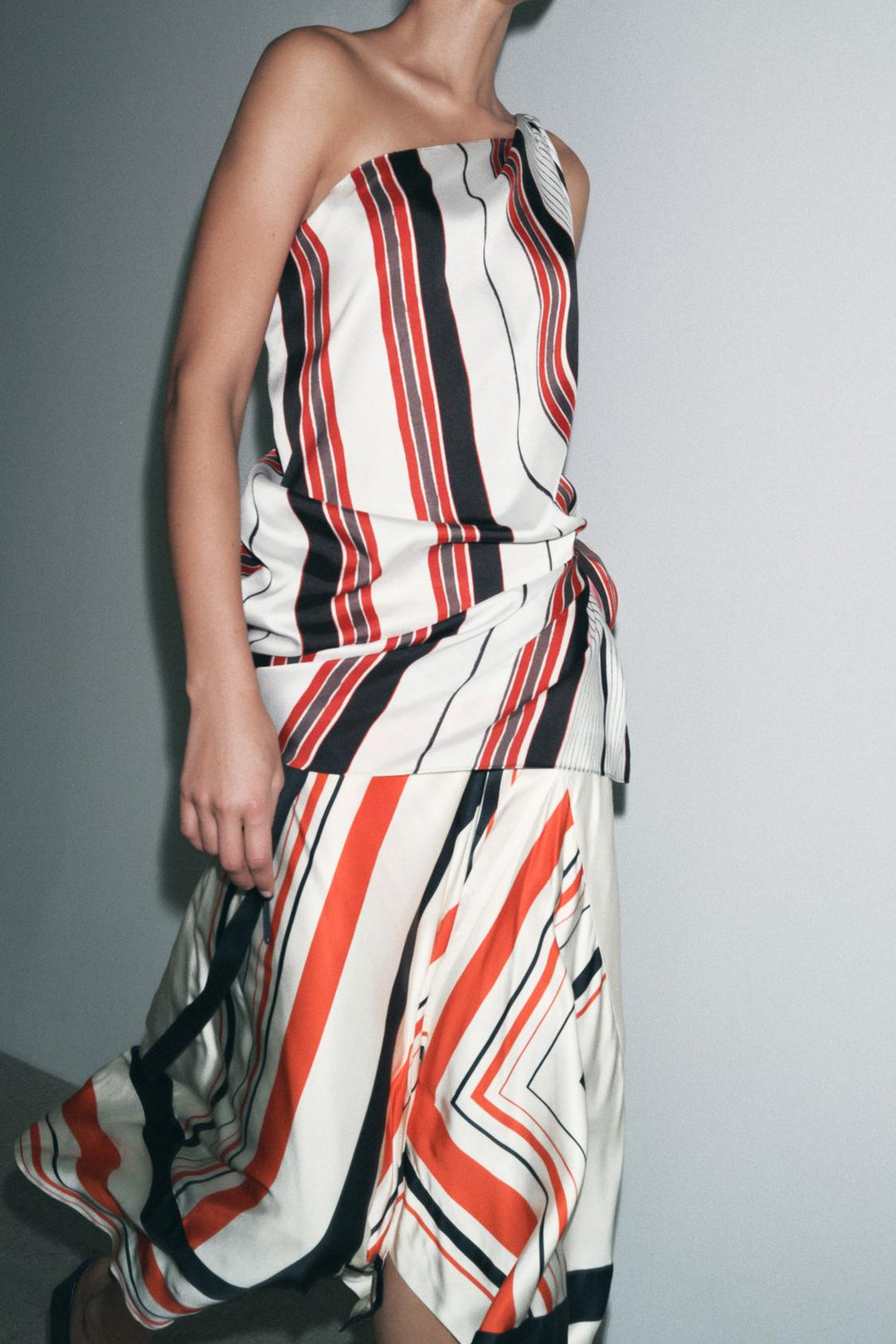 ZARA ASYMMETRIC STRIPED SKIRT ZW COLLECTION