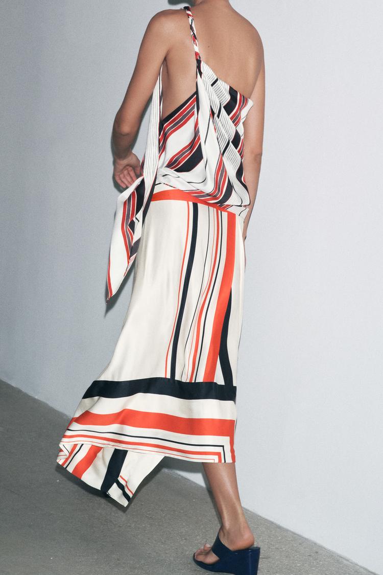 ZARA ASYMMETRIC STRIPED SKIRT ZW COLLECTION
