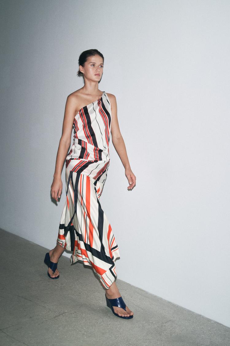 ZARA ASYMMETRIC STRIPED SKIRT ZW COLLECTION