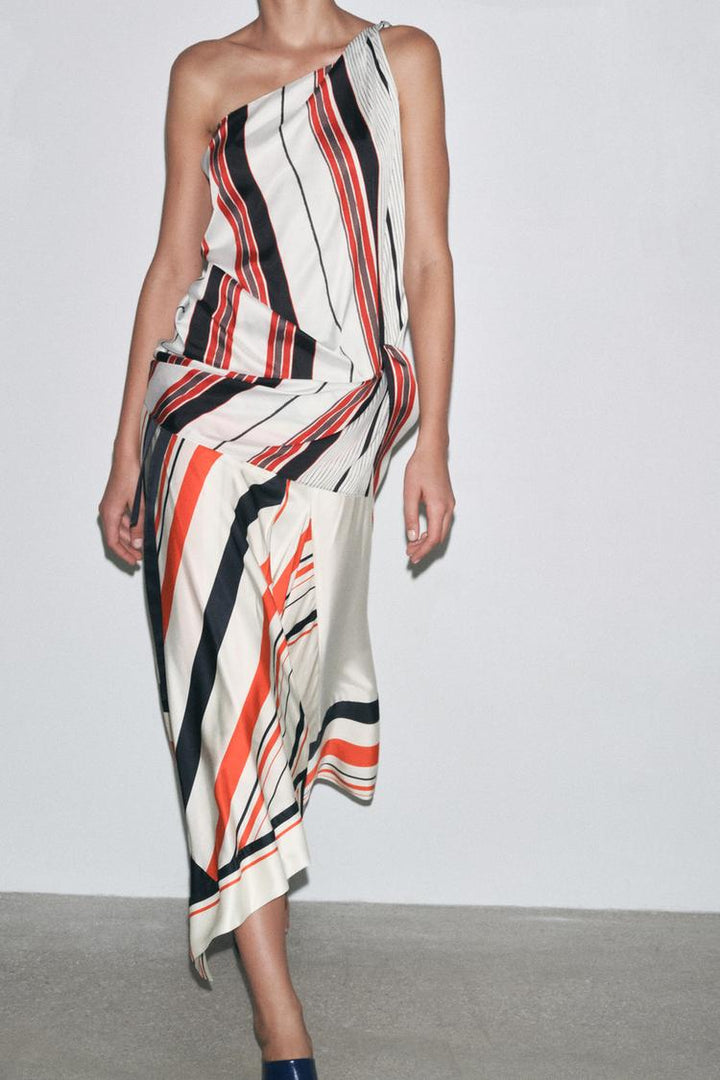 ZARA ASYMMETRIC STRIPED SKIRT ZW COLLECTION