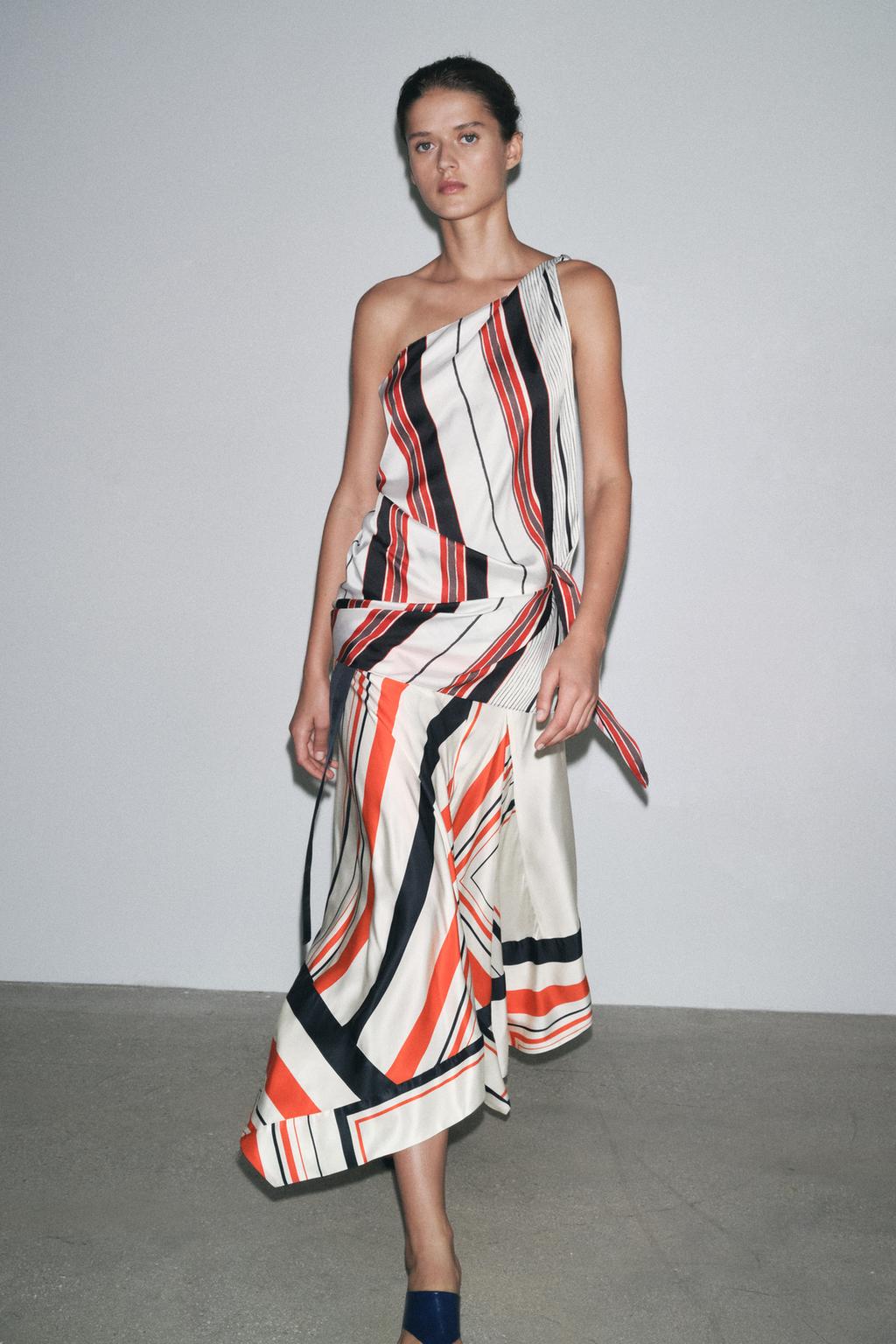 ZARA ASYMMETRIC STRIPED SKIRT ZW COLLECTION