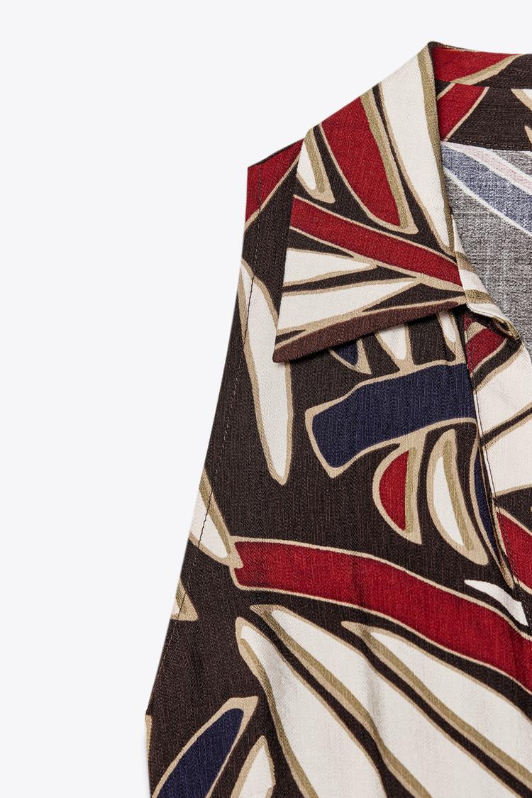 ZARA BELTED PRINTED MIDI DRESS
