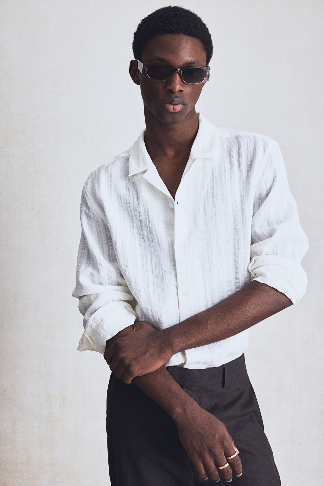 H&M Regular-Fit Jacquard-Weave Resort Shirt