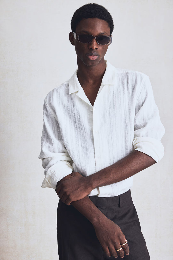 H&M Regular-Fit Jacquard-Weave Resort Shirt