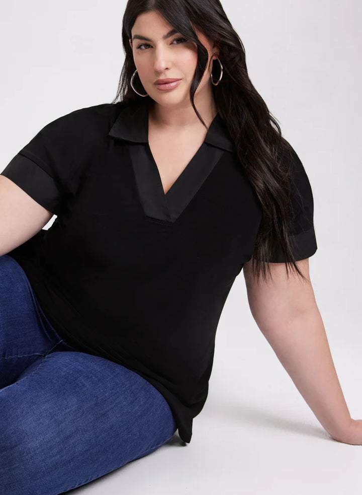 LAURA Joseph Ribkoff - Tonal Trim Polo Top