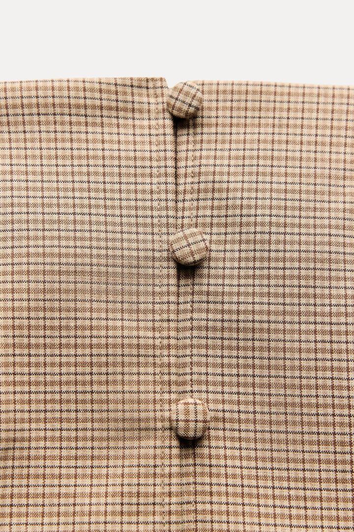 ZARA CHECKERED STRAPLESS TOP