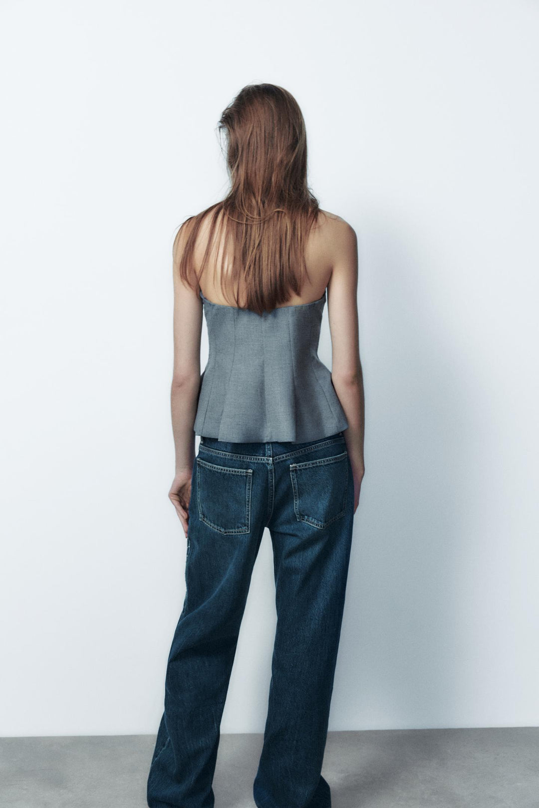 ZARA STRAPLESS PEPLUM TOP