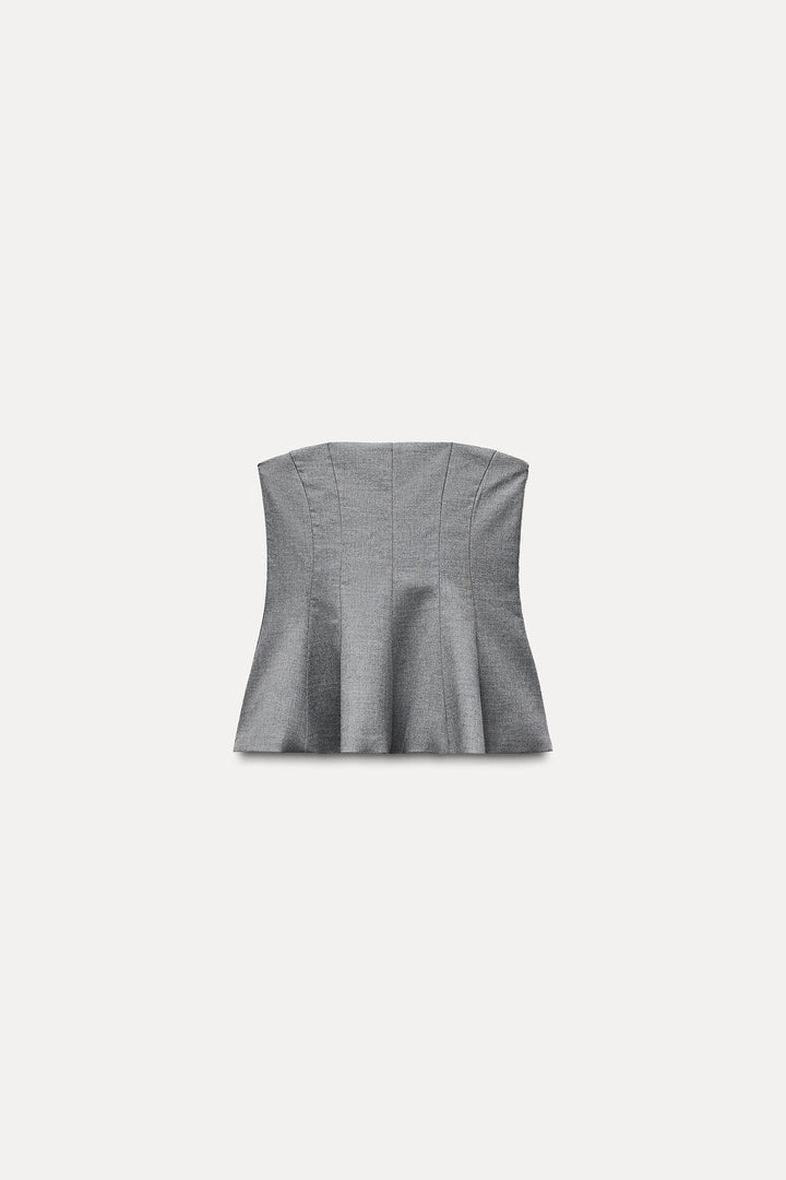 ZARA STRAPLESS PEPLUM TOP