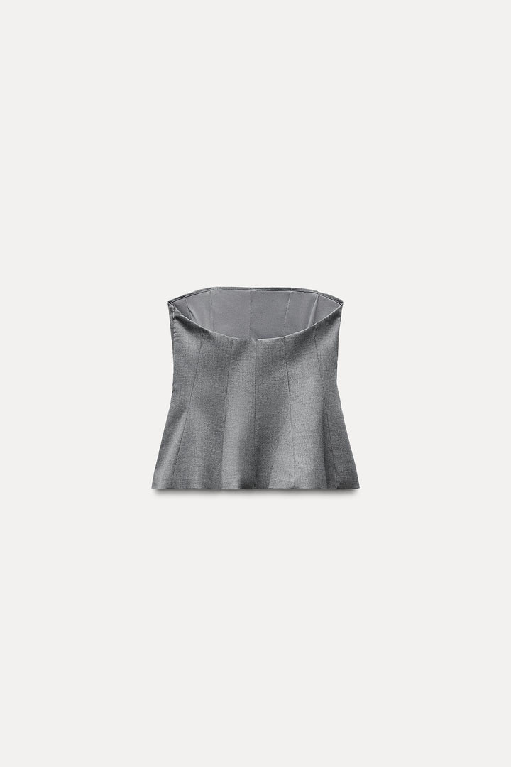 ZARA STRAPLESS PEPLUM TOP