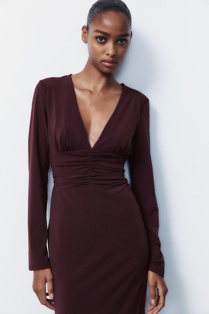 ZARA DRAPED MIDI DRESS