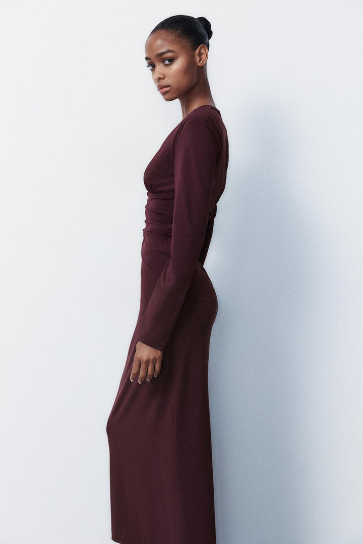 ZARA DRAPED MIDI DRESS