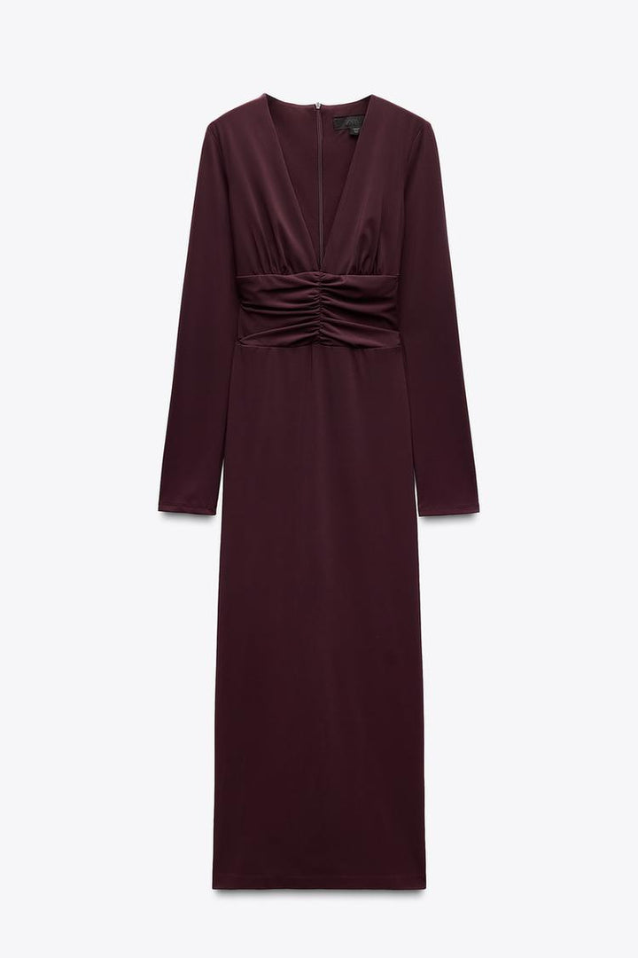 ZARA DRAPED MIDI DRESS