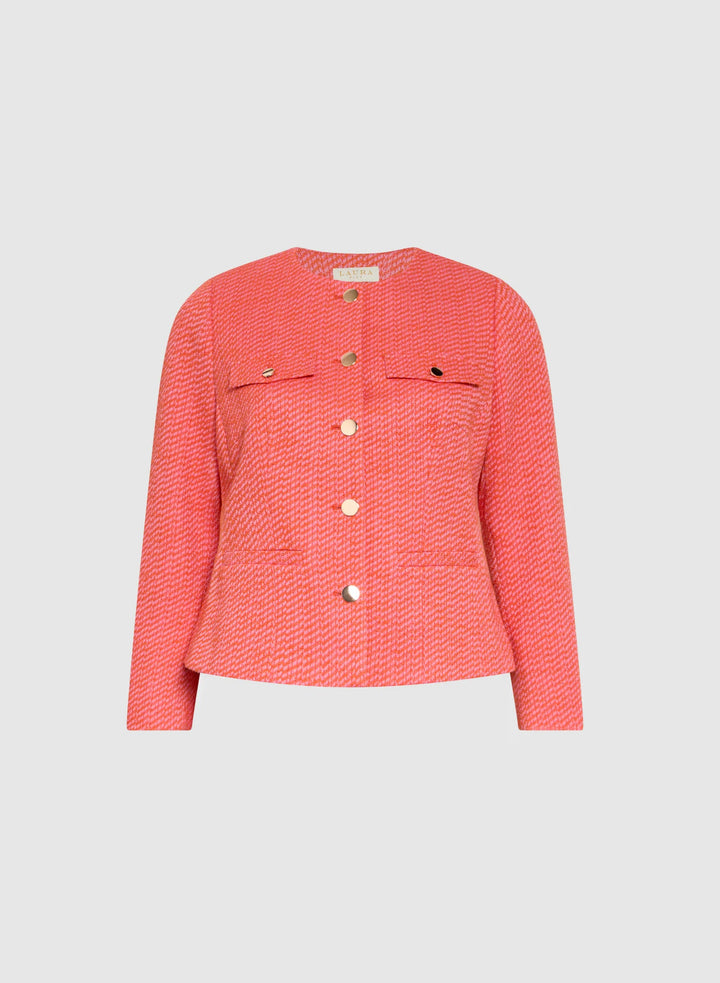 LAURA Collarless Bouclé Jacket