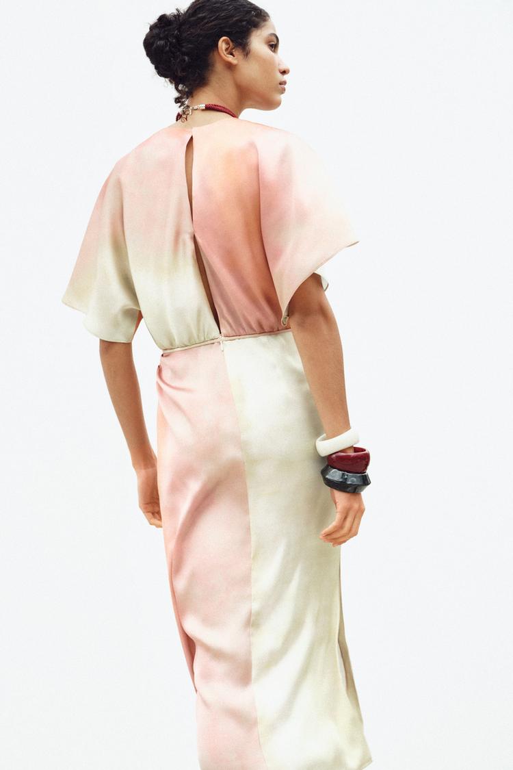 ZARA TIE DYE PRINT MIDI DRESS