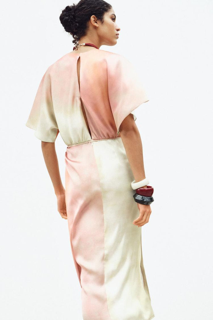 ZARA TIE DYE PRINT MIDI DRESS
