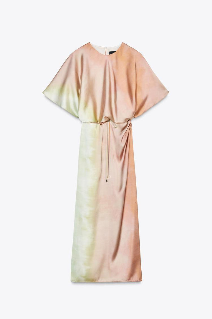 ZARA TIE DYE PRINT MIDI DRESS