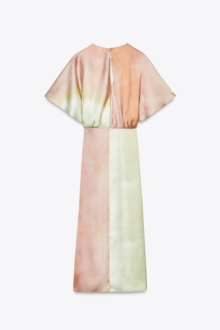 ZARA TIE DYE PRINT MIDI DRESS