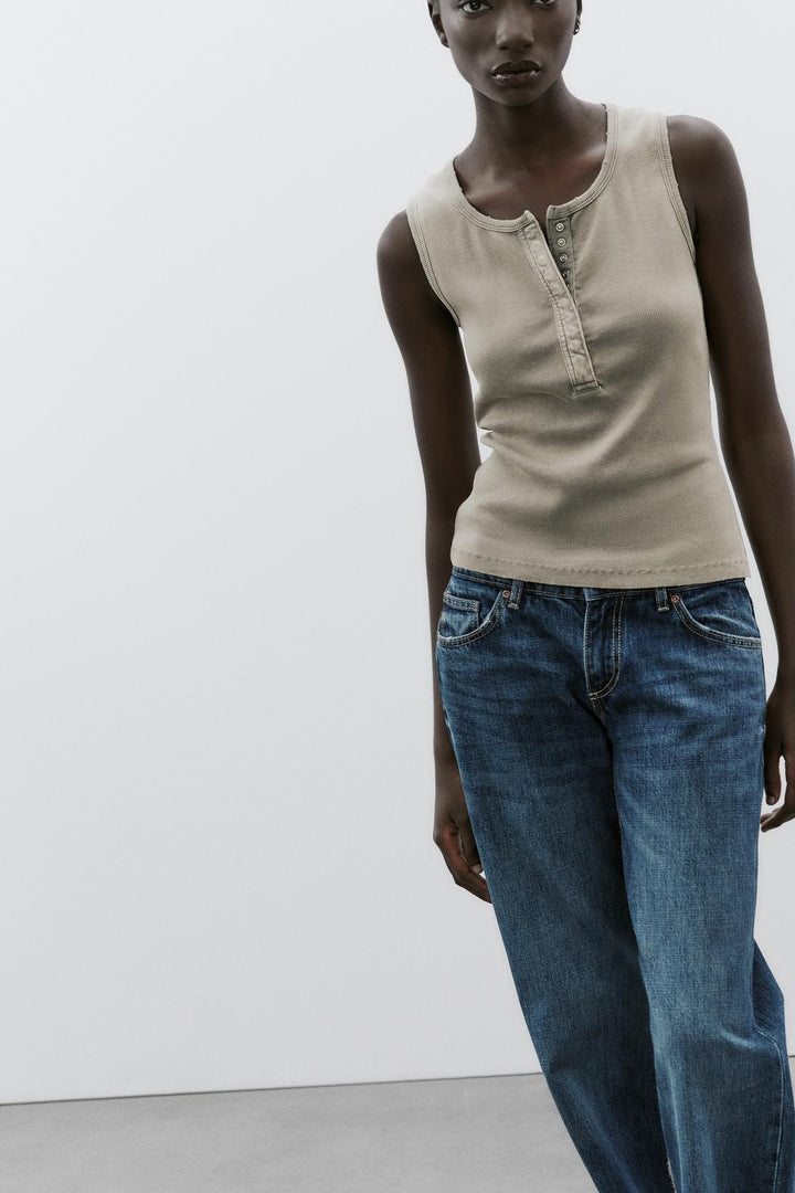 ZARA WASHED RIB TOP