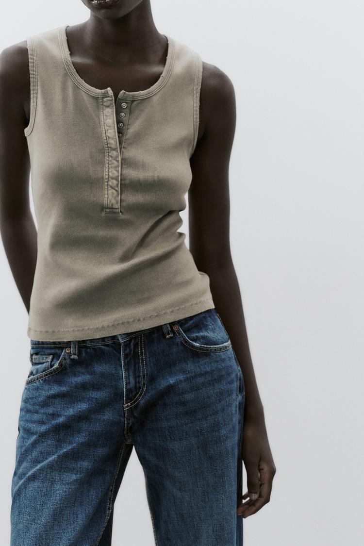 ZARA WASHED RIB TOP