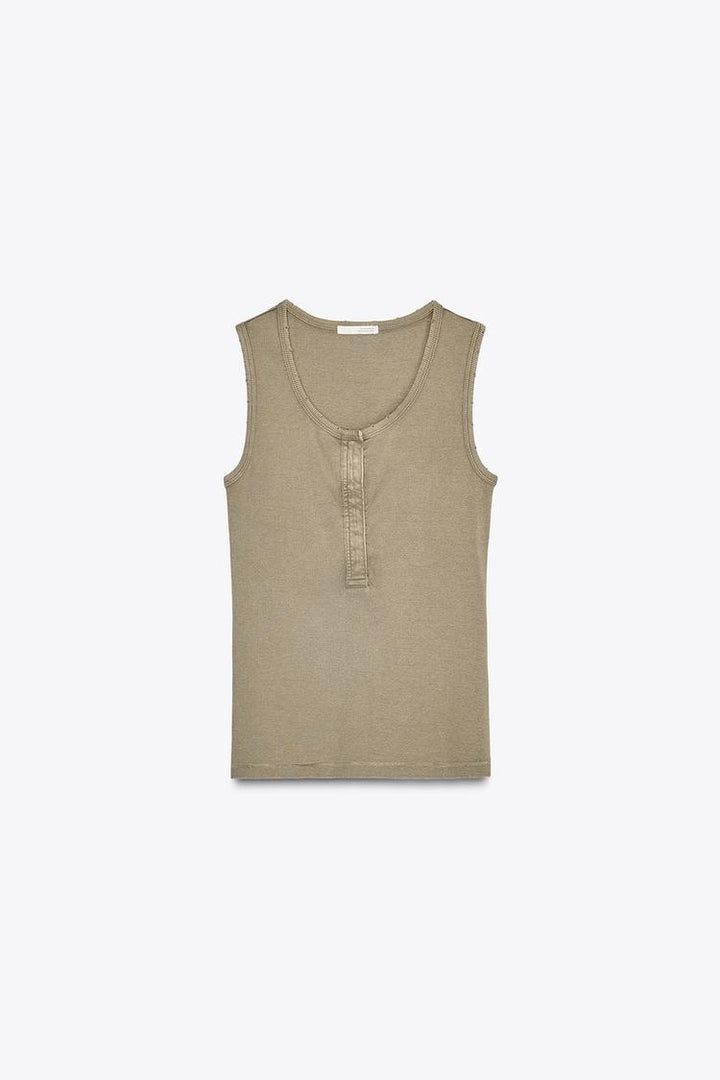 ZARA WASHED RIB TOP