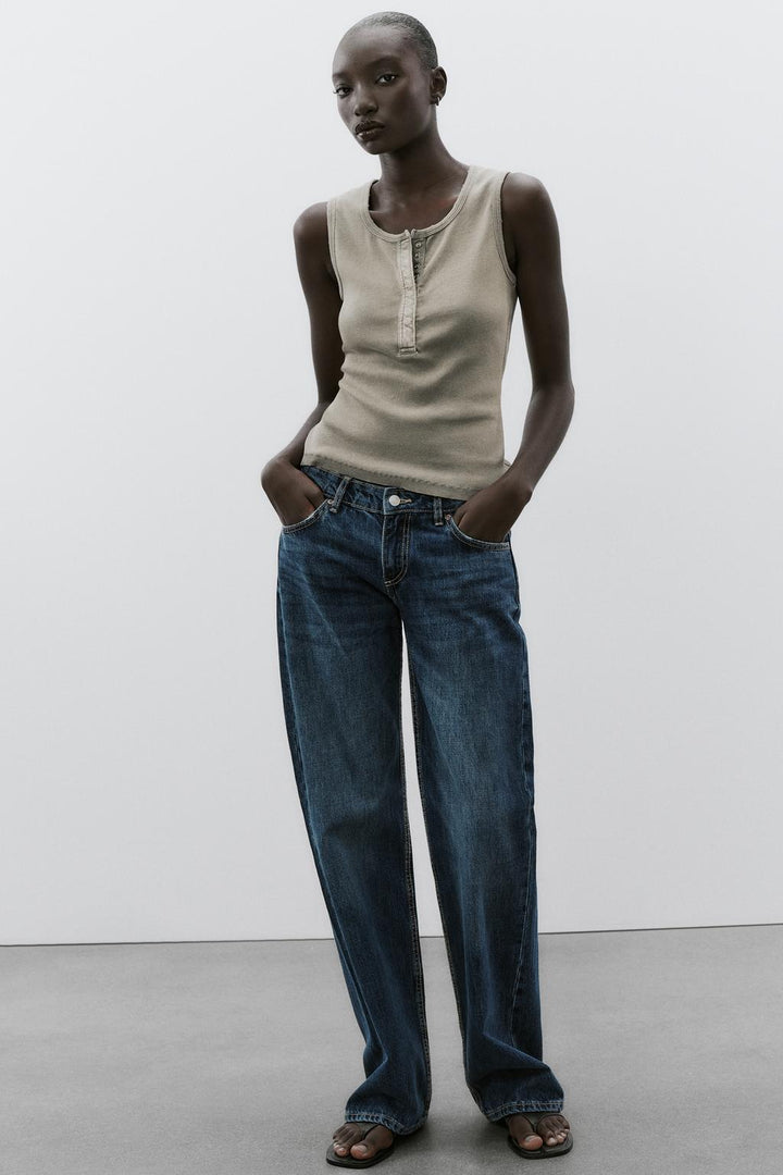 ZARA WASHED RIB TOP