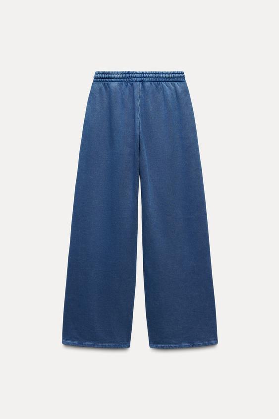 Zara WASHED EFFECT VARSITY JOGGER PANTS