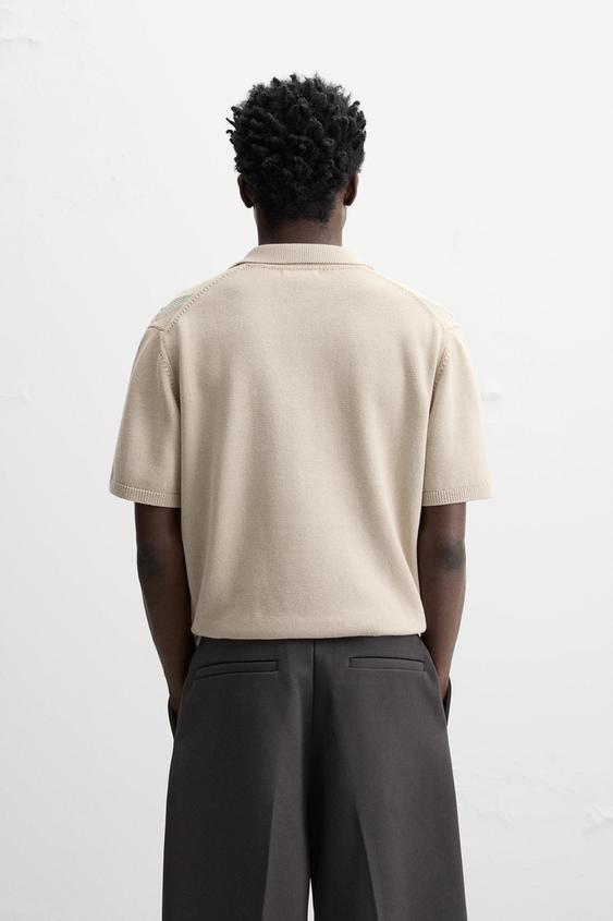 Zara JACQUARD DIAMOND KNIT POLO