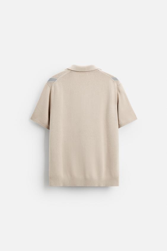 Zara JACQUARD DIAMOND KNIT POLO