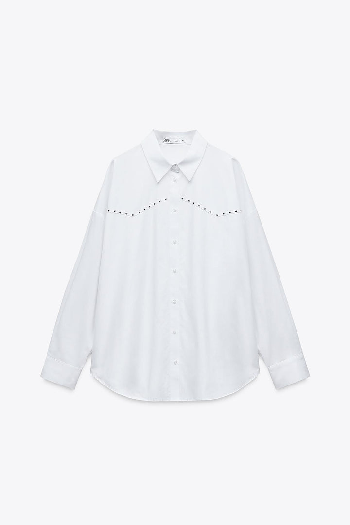 ZARA STUDDED WESTERN POPLIN SHIRT