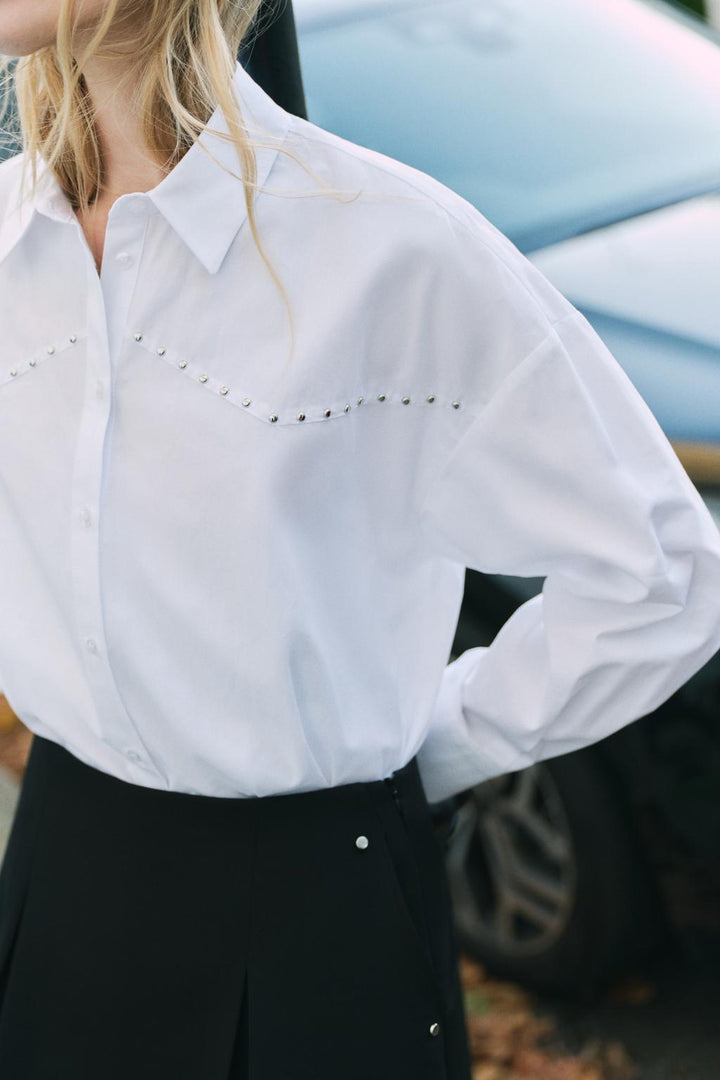 ZARA STUDDED WESTERN POPLIN SHIRT