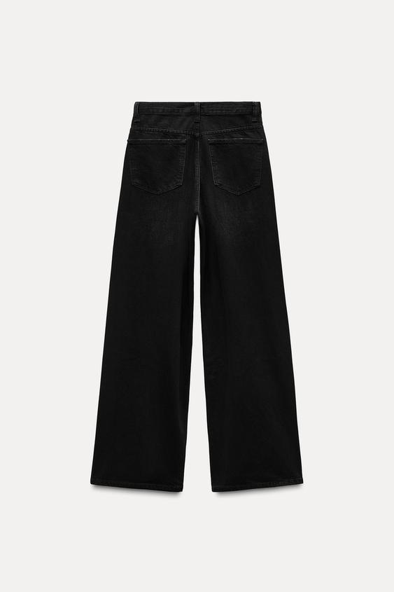 Zara TRF HIGH RISE WIDE LEG CROSSOVER WAISTBAND JEANS