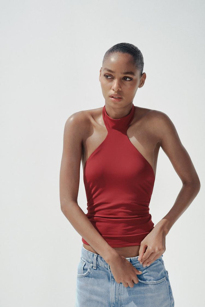 ZARA POLYAMIDE HALTER TOP