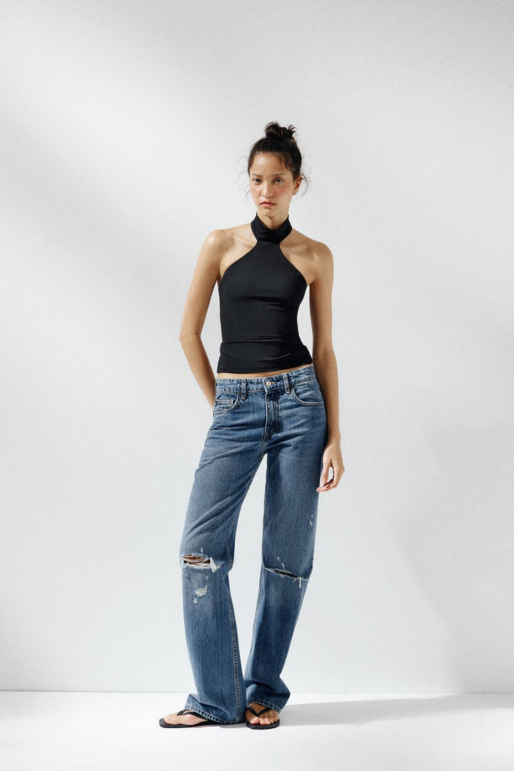 ZARA POLYAMIDE HALTER TOP