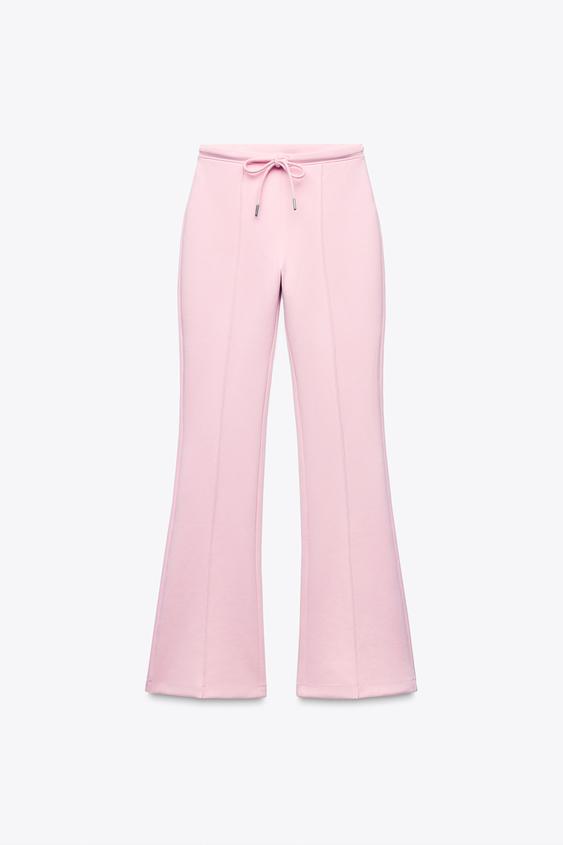 ZARA FLARE INTERLOCK PANTS WITH SEAMS