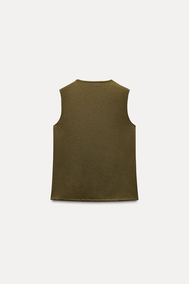 ZARA BUCKLE TWILL WRAP TOP